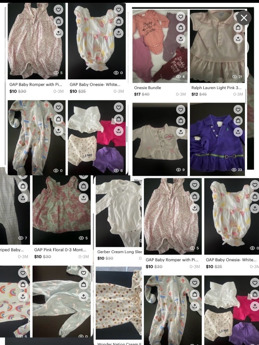 0-3 Month Large Bundle of Baby Girl Clothing